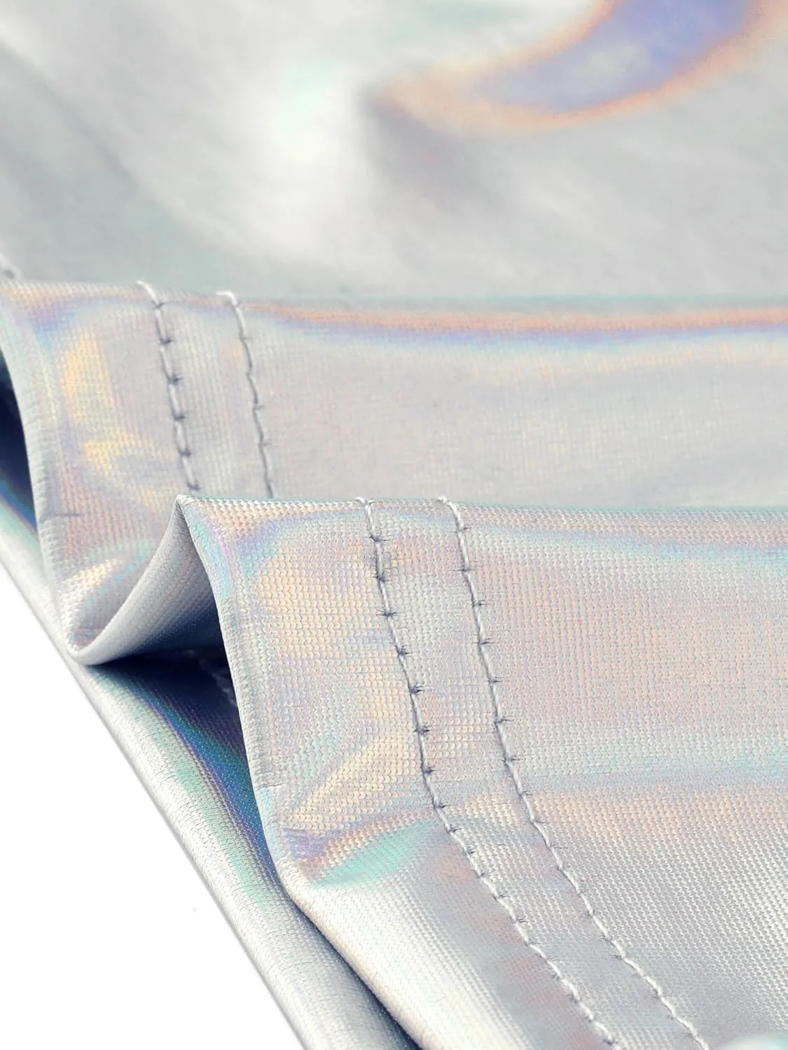 Allegra K Metallic Crop Top for Women's Mock Neck Long Sleeve Zip Up Party Shiny Tops