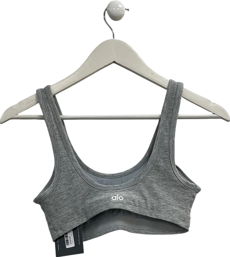 alo yoga Grey Centre Stage Crop Top UK XS