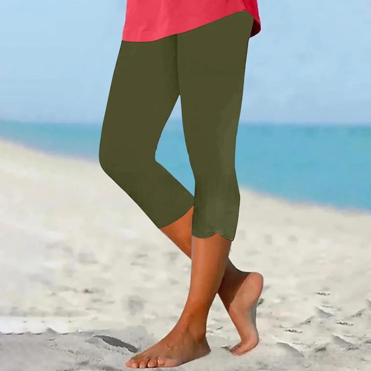 Capri Pants for Women Summer Dressy Comfy Stretchy Cropped Leggings High Waist Yoga Pants Workout Compression Pants