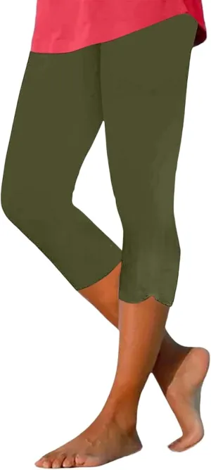 Capri Pants for Women Summer Dressy Comfy Stretchy Cropped Leggings High Waist Yoga Pants Workout Compression Pants