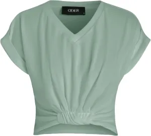 CIDER V-Neck Solid Ruched Crop Top
