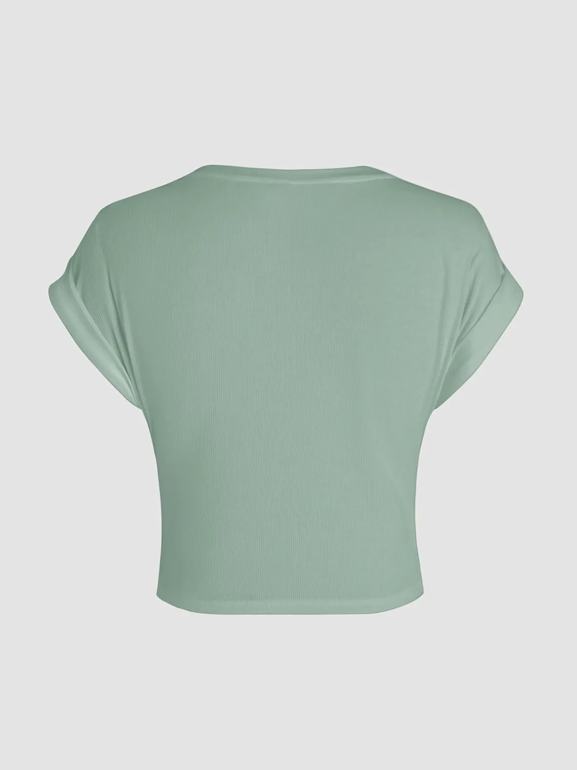 CIDER V-Neck Solid Ruched Crop Top
