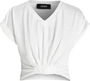 CIDER V-Neck Solid Ruched Crop Top