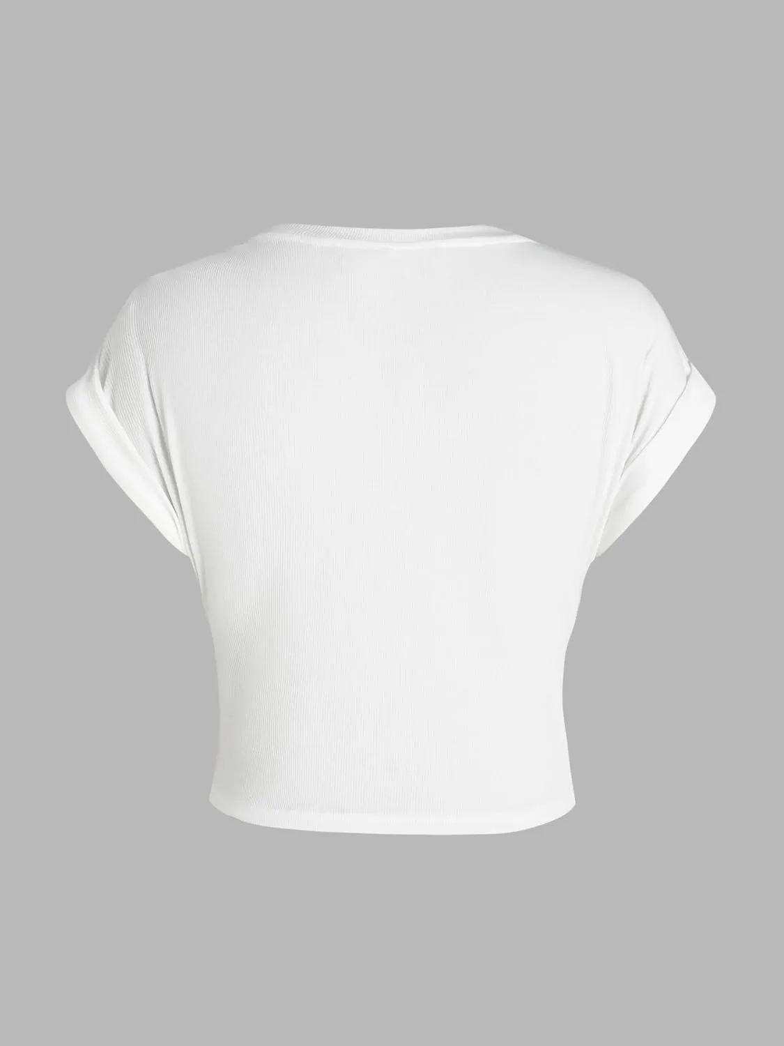 CIDER V-Neck Solid Ruched Crop Top