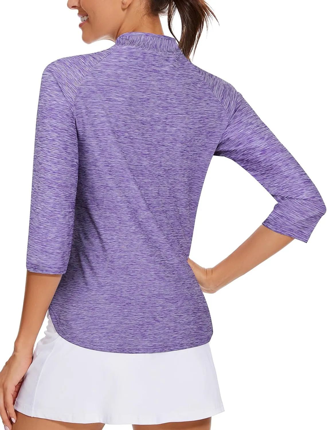 Cucuchy Womens Golf Shirt Quick Dry 3/4 Sleeve Quarter Zip Polo Workout Tops Tennis Shirts S-XXL