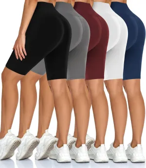 Diu Life 5 Pack High Waist Biker Shorts for Women - Buttery Soft 8" Womens Shorts for Workout, Yoga, Athletic