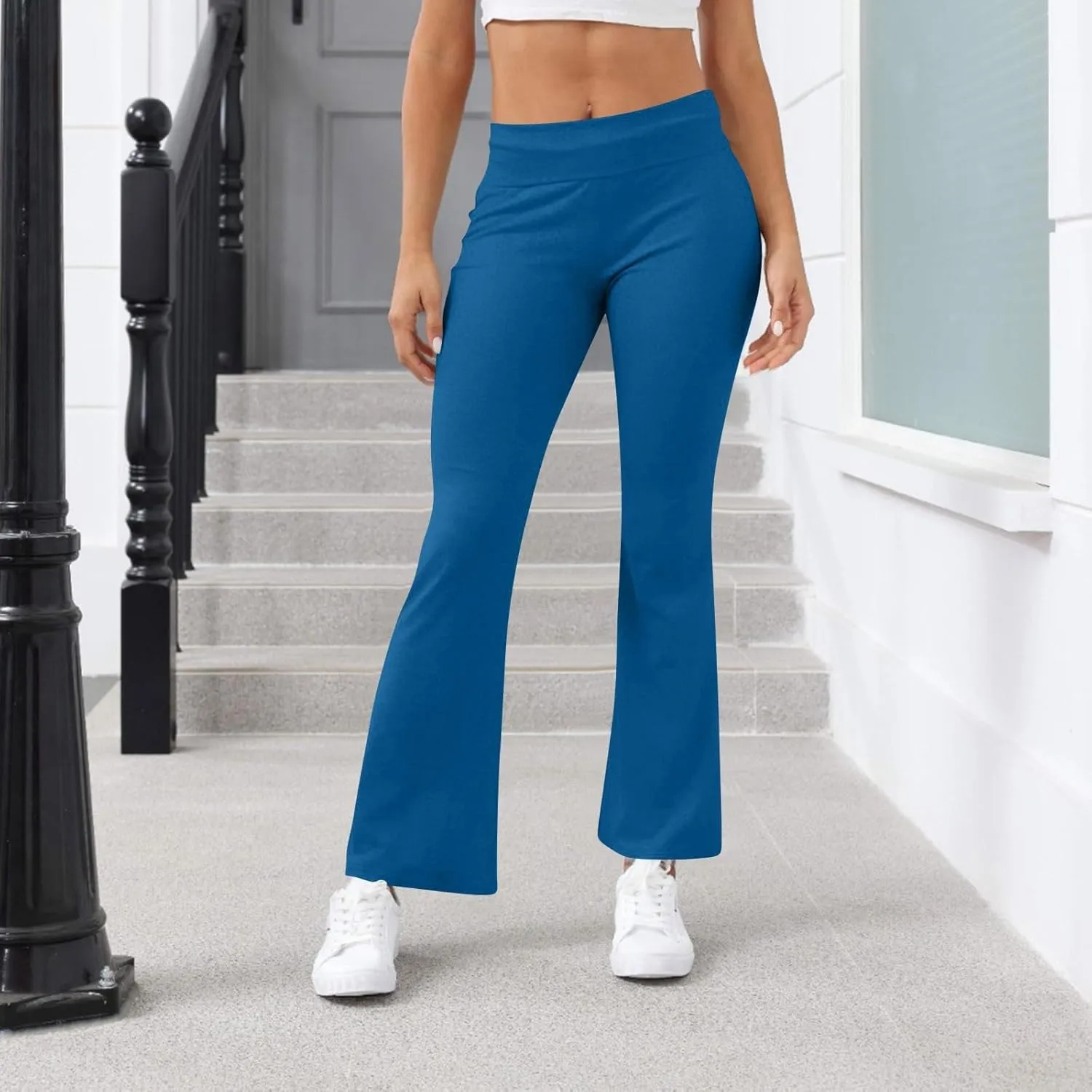 fanmpghleoo Flare Yoga Pants for Women Low Rise Foldover Flare Leggings Stretchy Fold Over Yoga Pants Gym Workout Leggings