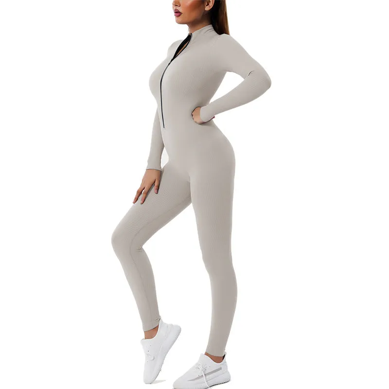Hzori Quick-Drying Seamless Fall/Winter Yoga Wear Long-Sleeved Sports Suit Dance Yoga Fitness Suit One-Piece Skinny Yoga Pants Women