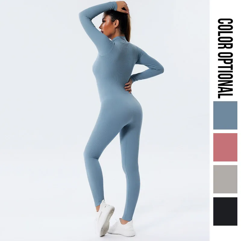 Hzori Quick-Drying Seamless Fall/Winter Yoga Wear Long-Sleeved Sports Suit Dance Yoga Fitness Suit One-Piece Skinny Yoga Pants Women