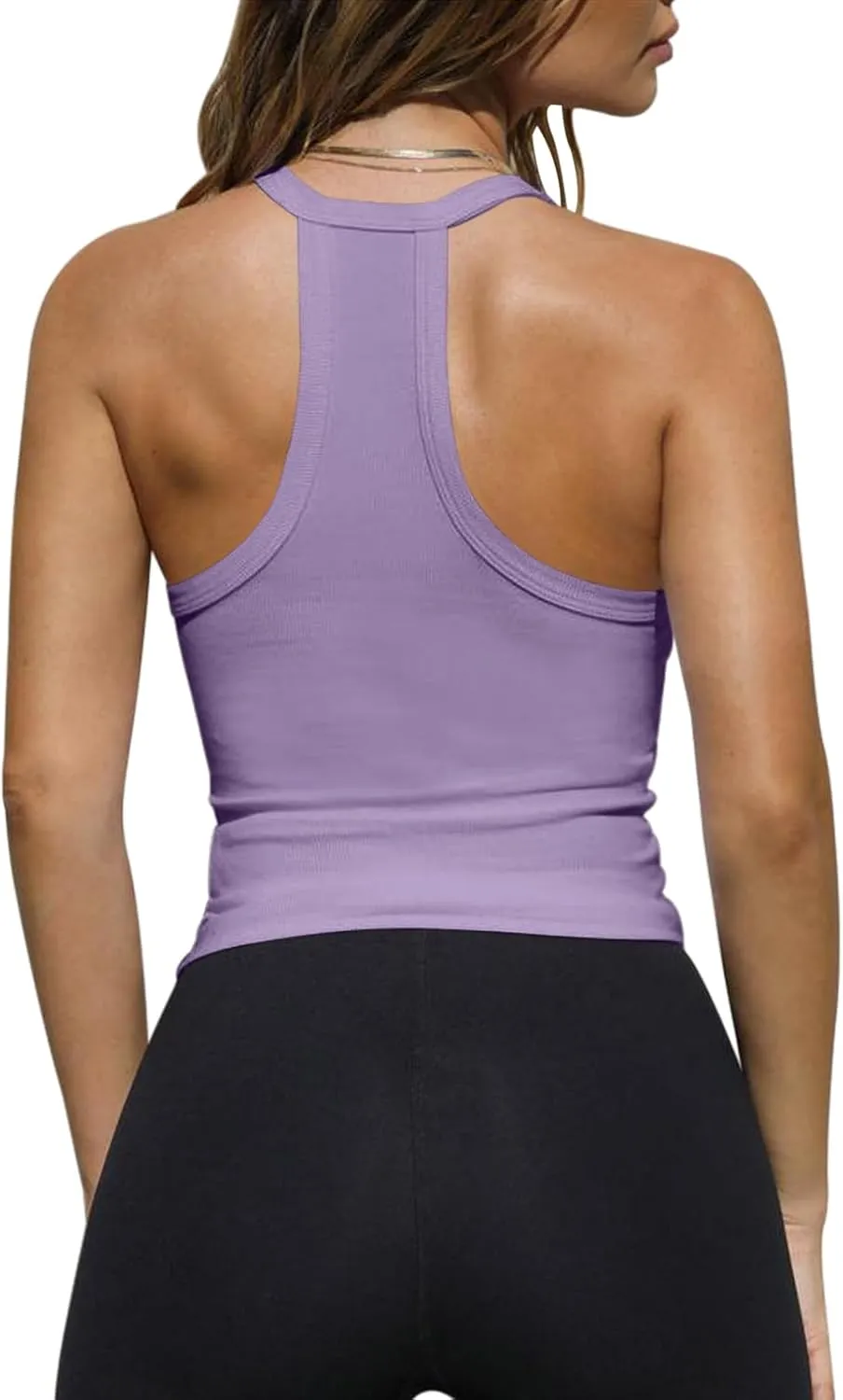 Imily Bela Womens Racerback Tank Tops Summer V Neck Ribbed Knit Yoga Workout Camisole Top