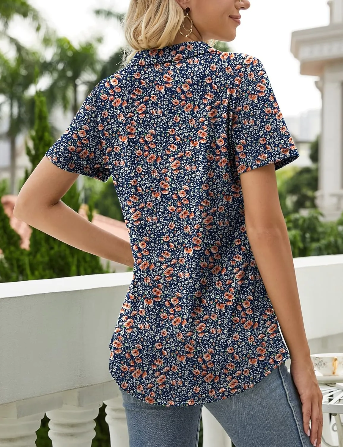 Kistore Womens Short Sleeve Polo T Shirts V Neck Summer Basic Tops Fashion 2025 Business Casual Work Blouse S-XXL
