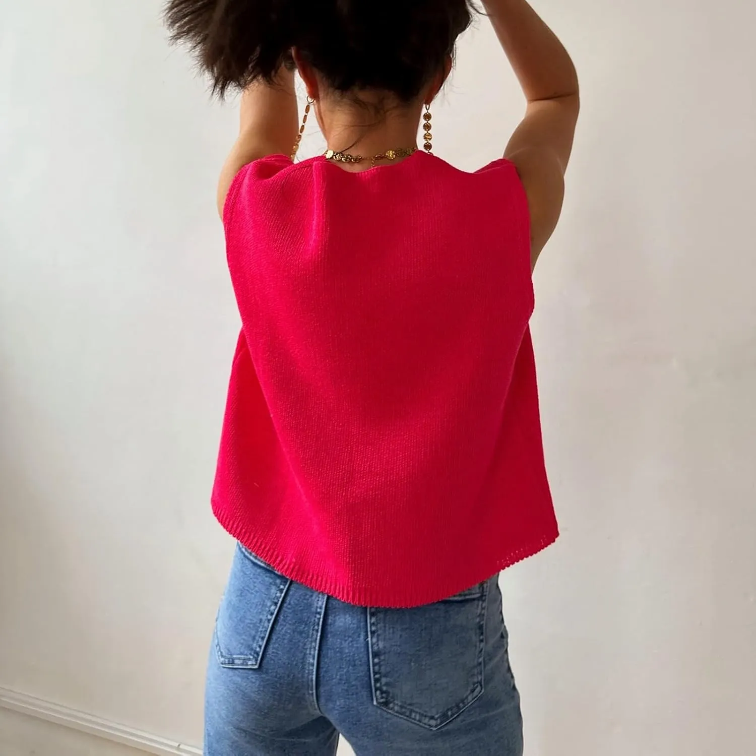 Knit Sweater Vest for Women V Neck Button Down Sleeveless Crop Knit Cardigan Open Front Sweater Vest Going Out Top