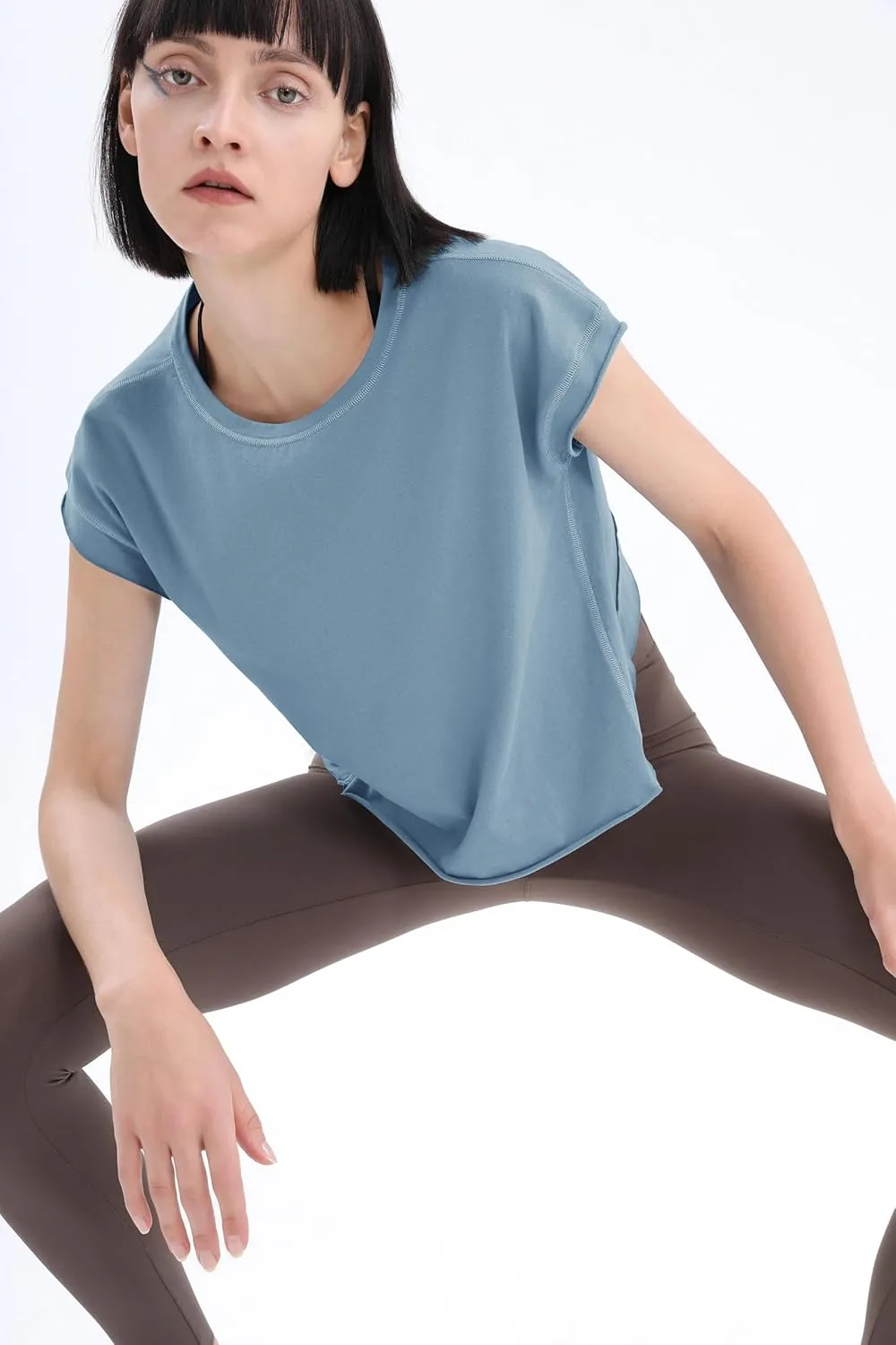 Loovoo Women's Open Back Workout Crop Tops Short Sleeve Yoga Shirts Cute Athletic Running Casual Backless Top Loose Fit