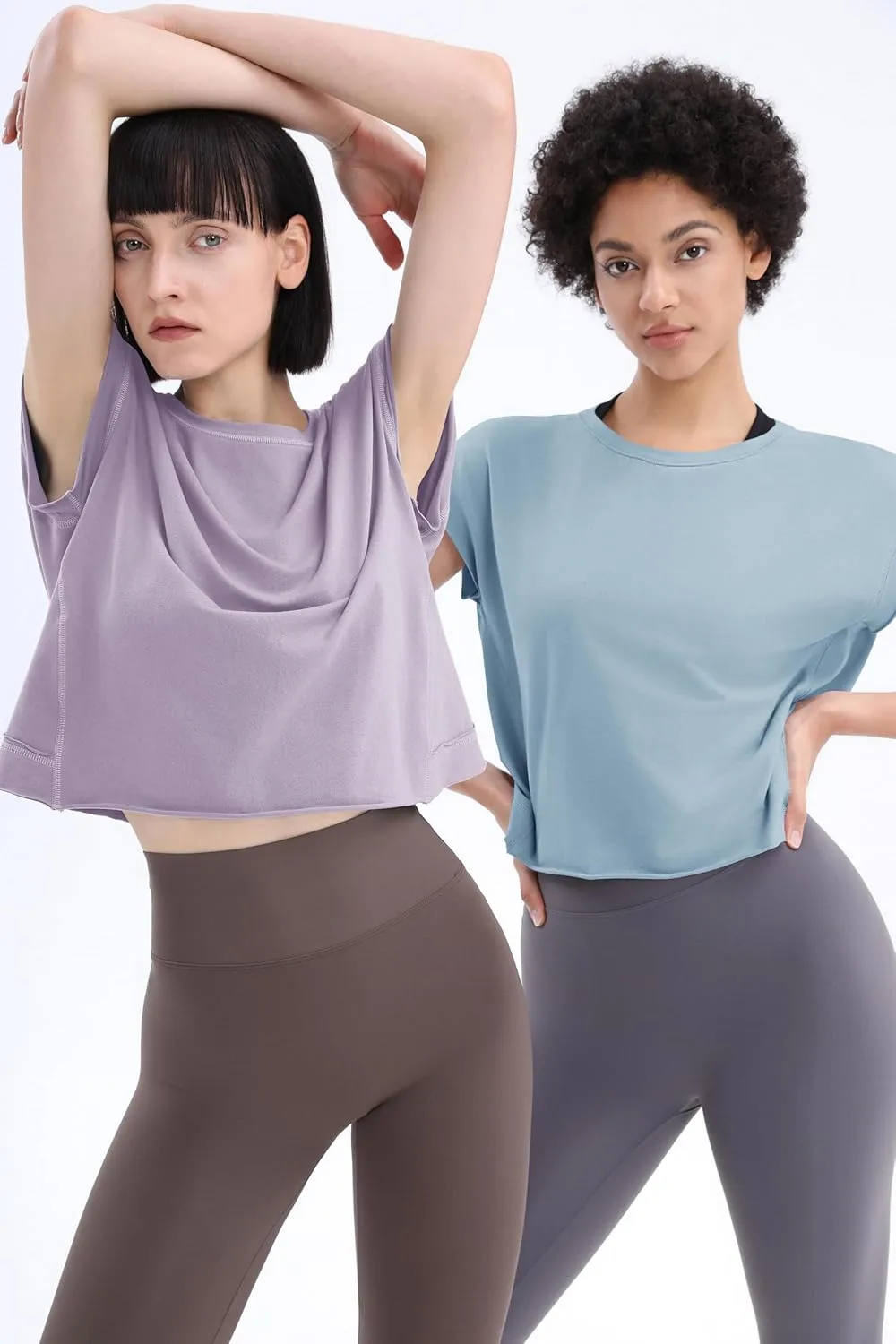 Loovoo Women's Open Back Workout Crop Tops Short Sleeve Yoga Shirts Cute Athletic Running Casual Backless Top Loose Fit