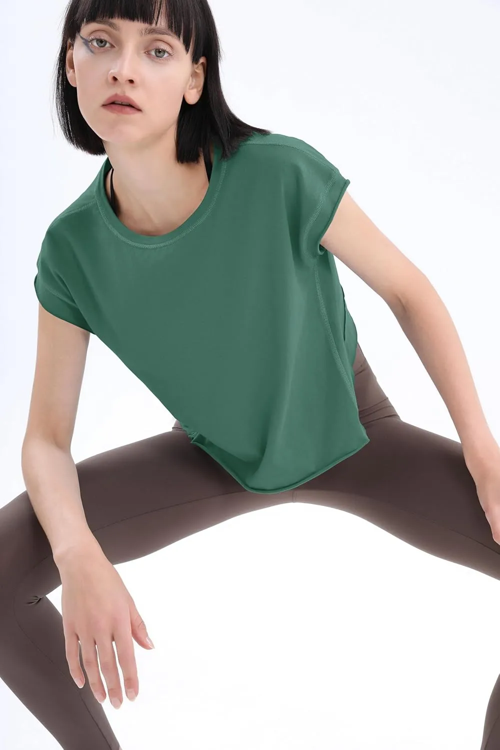 Loovoo Women's Open Back Workout Crop Tops Short Sleeve Yoga Shirts Cute Athletic Running Casual Backless Top Loose Fit