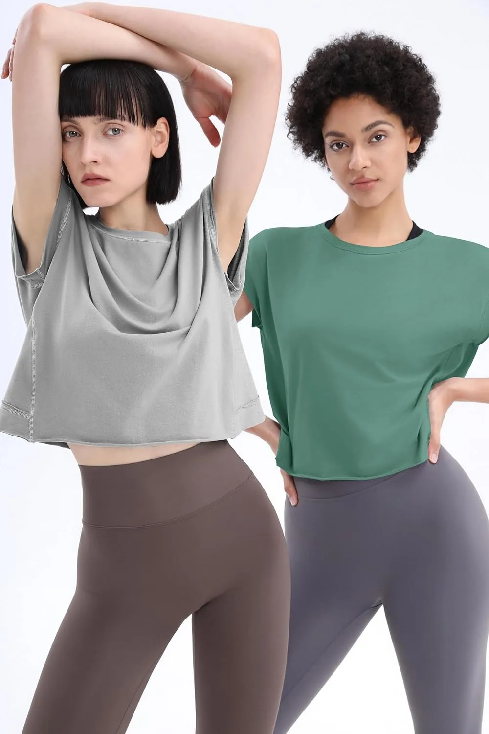Loovoo Women's Open Back Workout Crop Tops Short Sleeve Yoga Shirts Cute Athletic Running Casual Backless Top Loose Fit