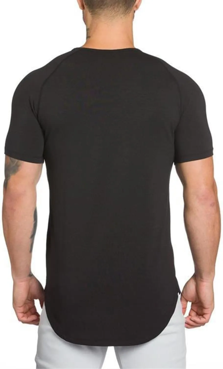 Mens Gym Workout Slim Fit Short Sleeve T-Shirt Cotton Performance Athletic Shirts Running Fitness Tee