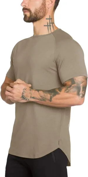 Mens Gym Workout Slim Fit Short Sleeve T-Shirt Cotton Performance Athletic Shirts Running Fitness Tee