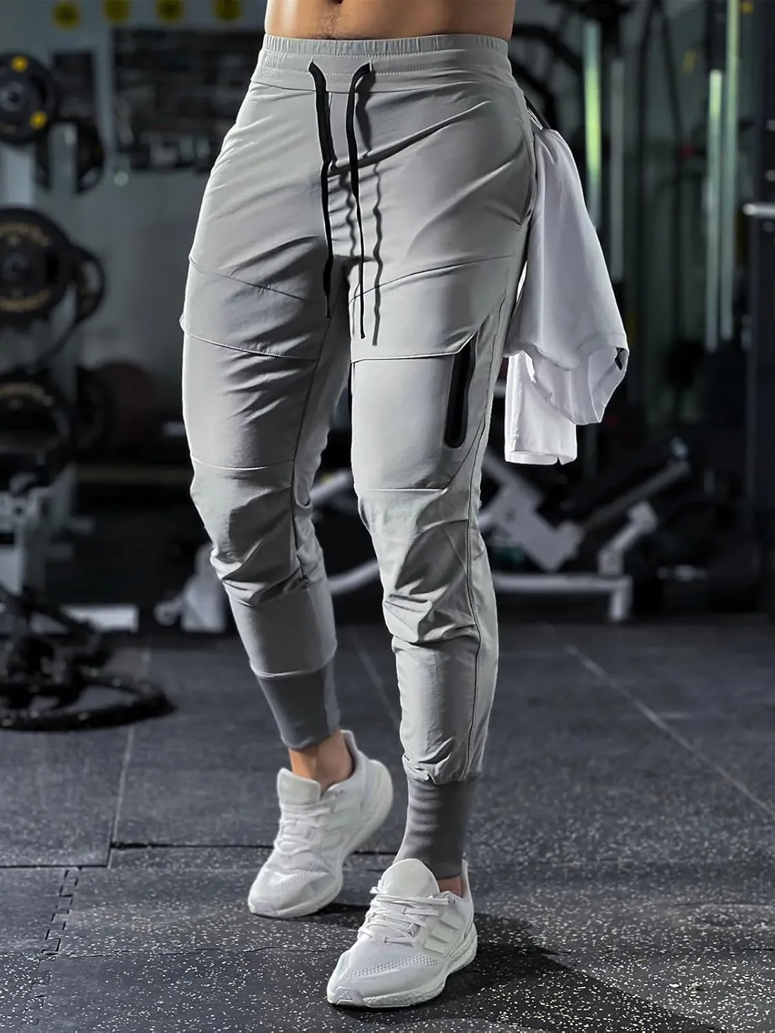 Men's Sweatpants Stay Cool High Rib Cargo Jogger Athletic Pants Fitness Running