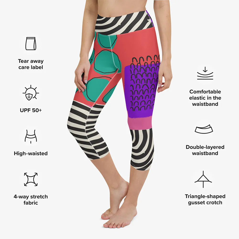 Patterned Capris "Circus" Red/Purple/Green