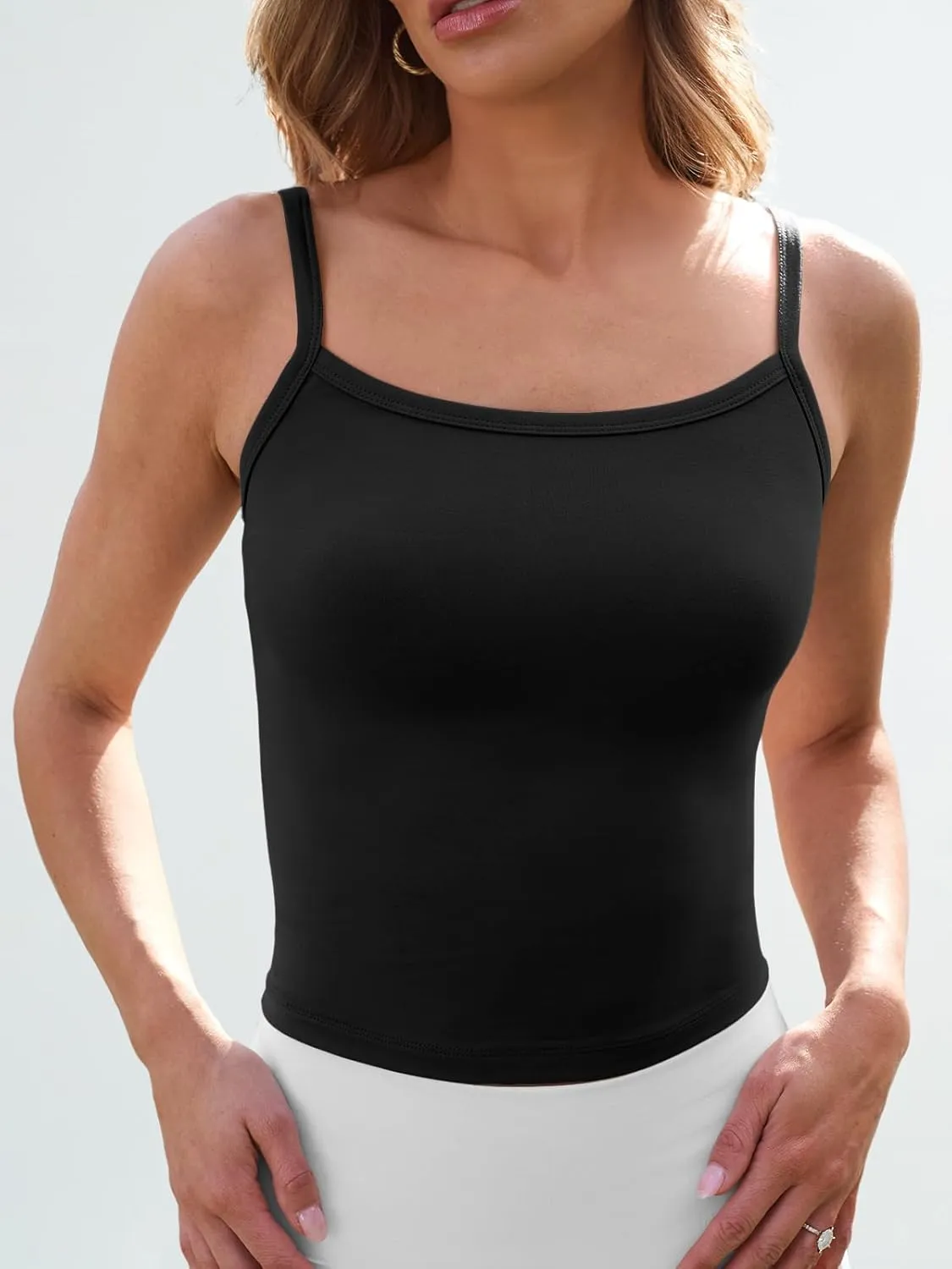 Trendy Queen Womens Spaghetti Strap Tank Tops Adjustable Cute Camisole Going Out Crop Tops Summer Clothes