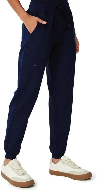 Women's V-Neck Scrubs Top & Cargo Pants Set, 10 Pockets, Yoga Waistband, 4 Way Stretch