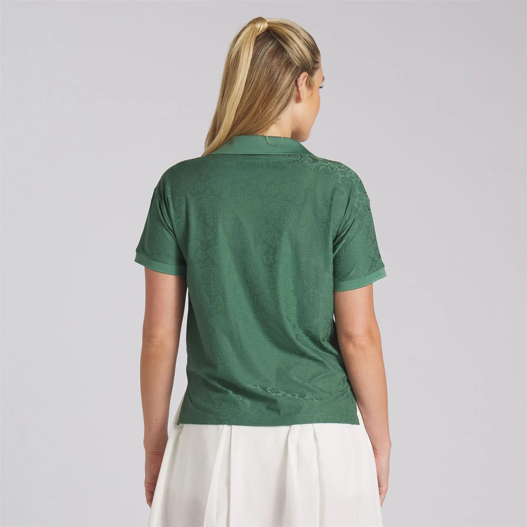 X QGC Womens Relaxed Crop Polo Deep Forest - SS24