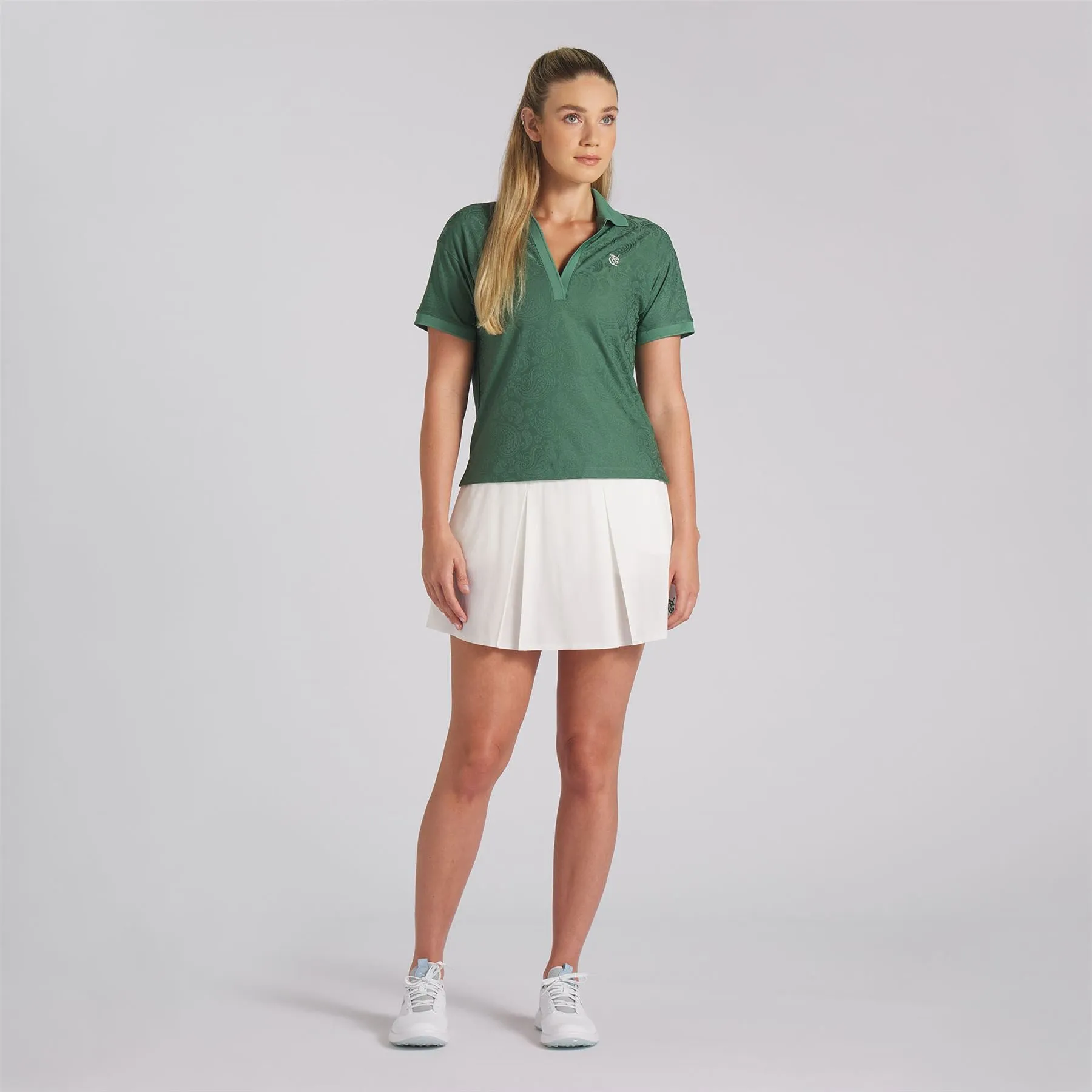 X QGC Womens Relaxed Crop Polo Deep Forest - SS24