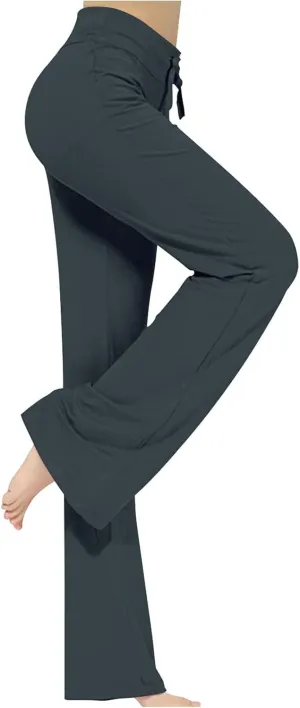 Yoga Pants Women Wide Leg Drawstring Lounge Pants High Waisted Stretchy Trousers Loose See Through Yoga Beach Pant