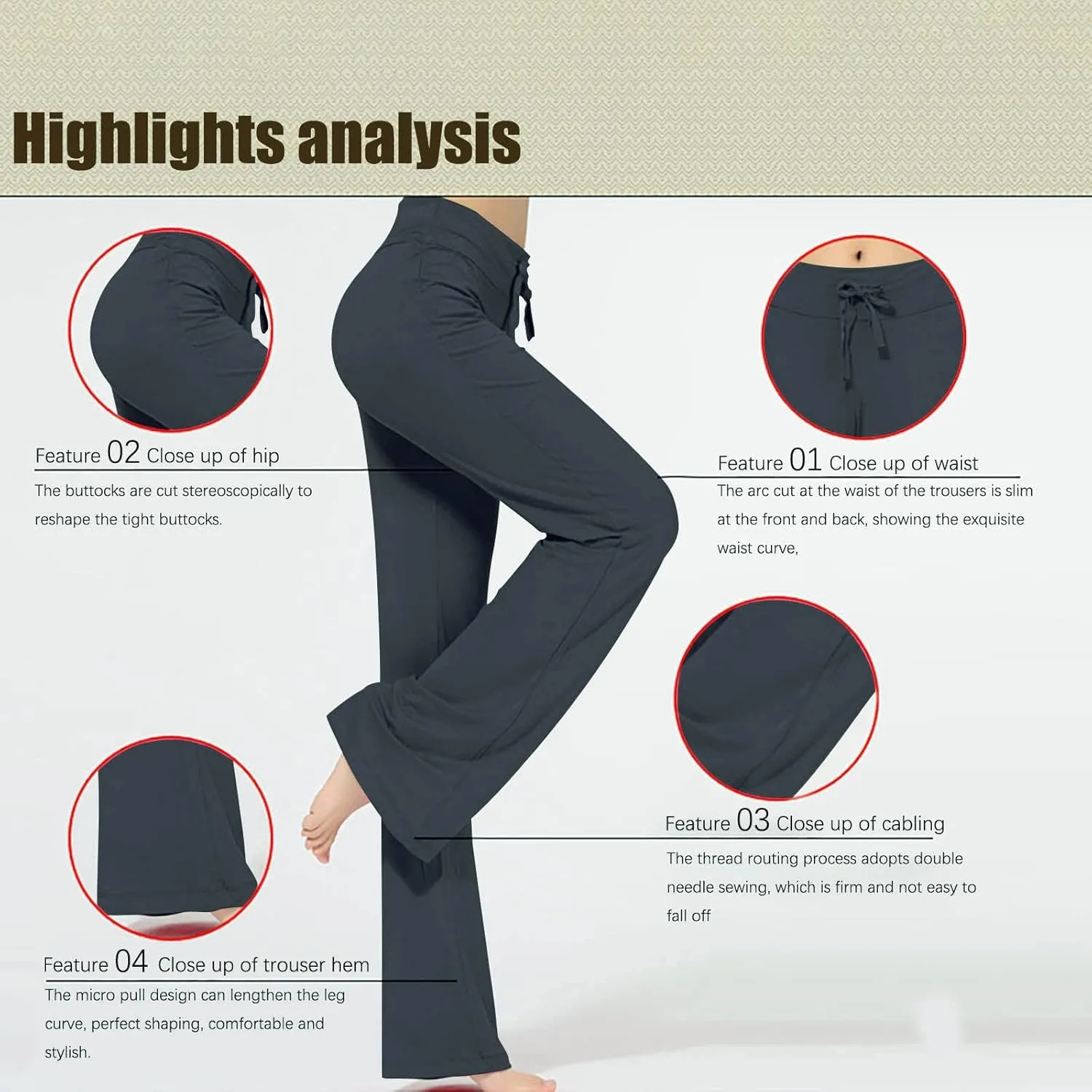 Yoga Pants Women Wide Leg Drawstring Lounge Pants High Waisted Stretchy Trousers Loose See Through Yoga Beach Pant