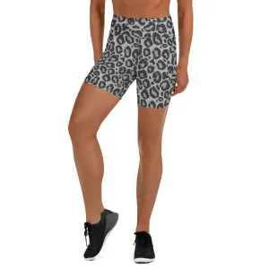 Yoga Shorts in Grey Leopard